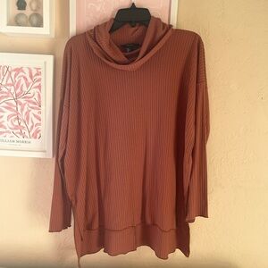 Forever 21 Ribbed Cowl Neck Sweater - Brown